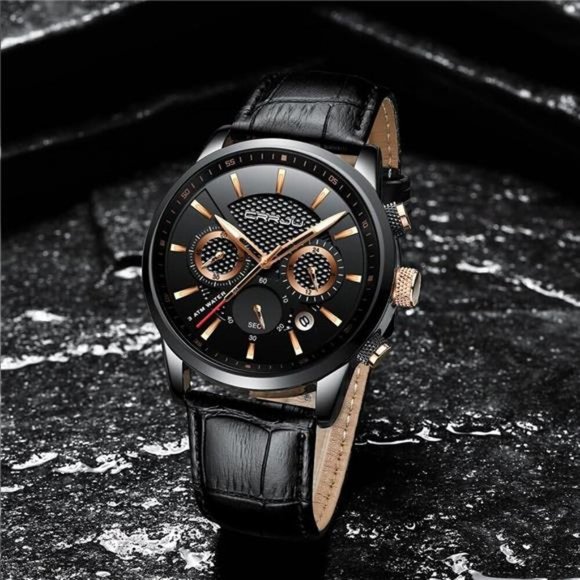 Men's Business Black Leather Watch